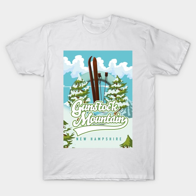 Gunstock Mountain New Hampshire Skiing cartoon T-Shirt by nickemporium1